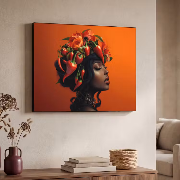 Art Frame - Vrouw - Chilipepers - Pepers - Bloemen — 4
