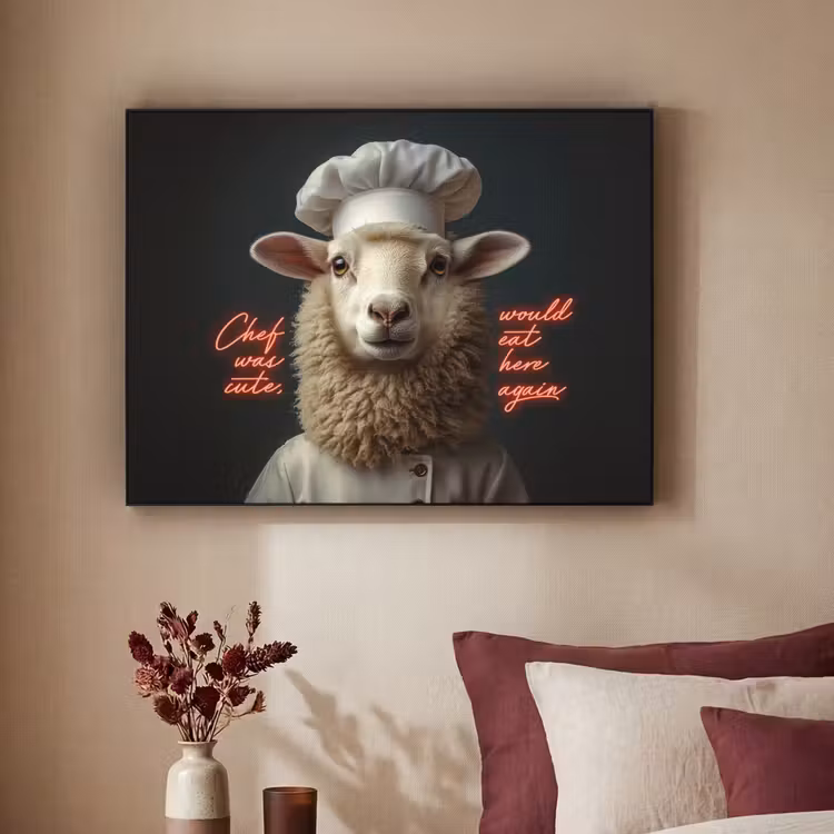 Art Frame - Schaap - Kokskleding - Neon - Quote — 2