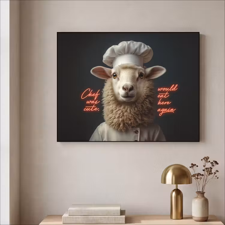 Art Frame - Schaap - Kokskleding - Neon - Quote — 3