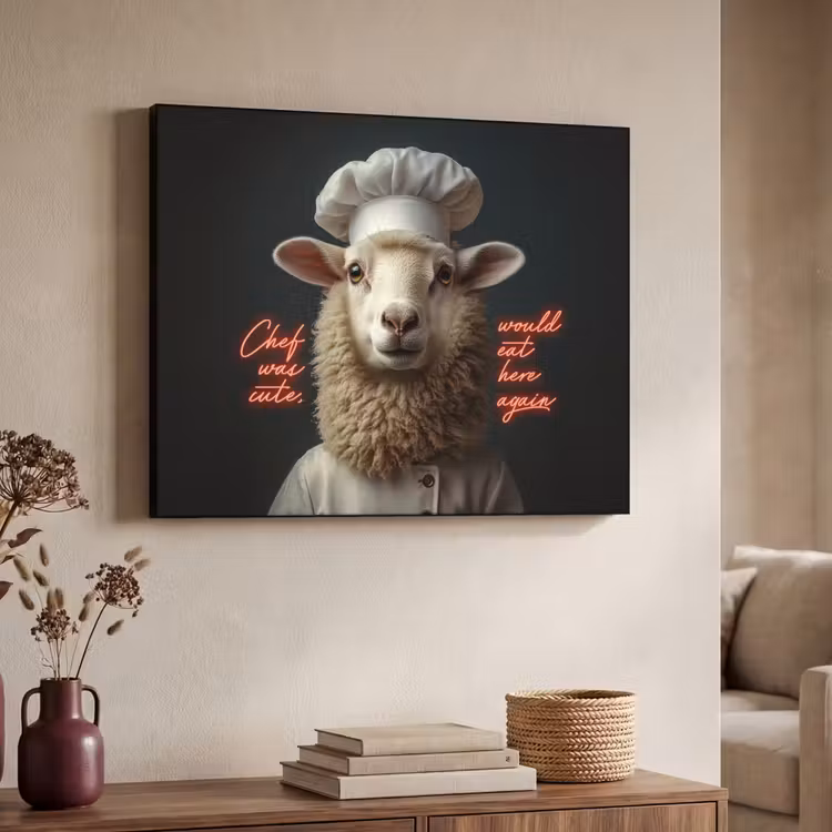 Art Frame - Schaap - Kokskleding - Neon - Quote — 4