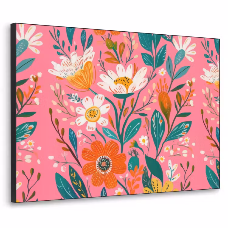 Art Frame - Roze - Bloemen - Wit - Oranje — 1