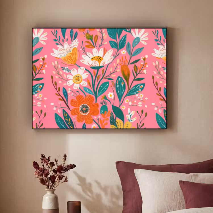 Art Frame - Roze - Bloemen - Wit - Oranje — 2