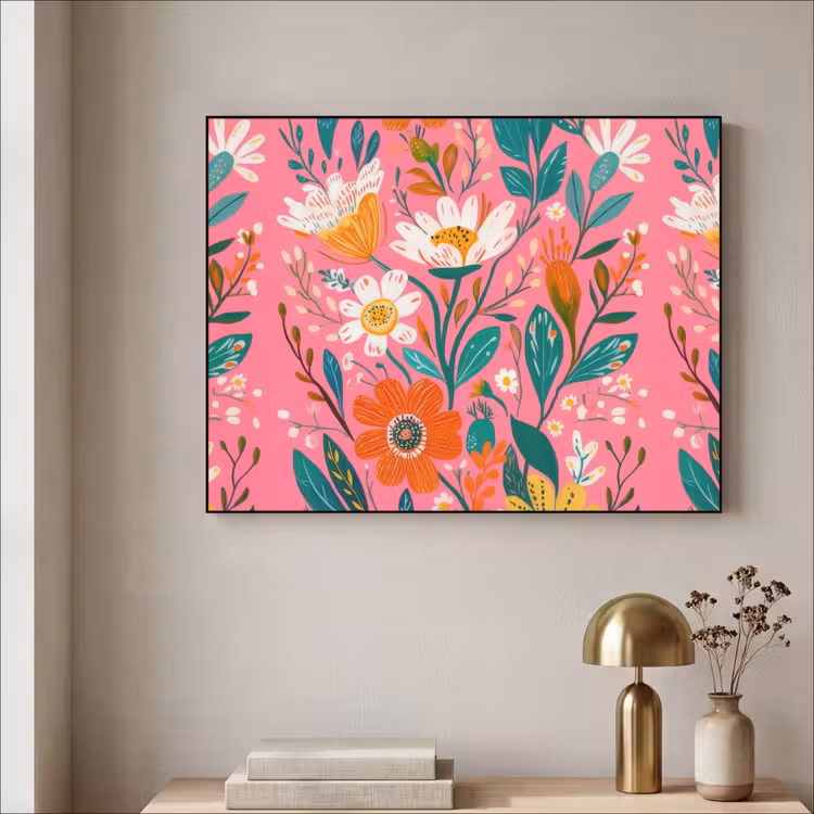 Art Frame - Roze - Bloemen - Wit - Oranje — 3
