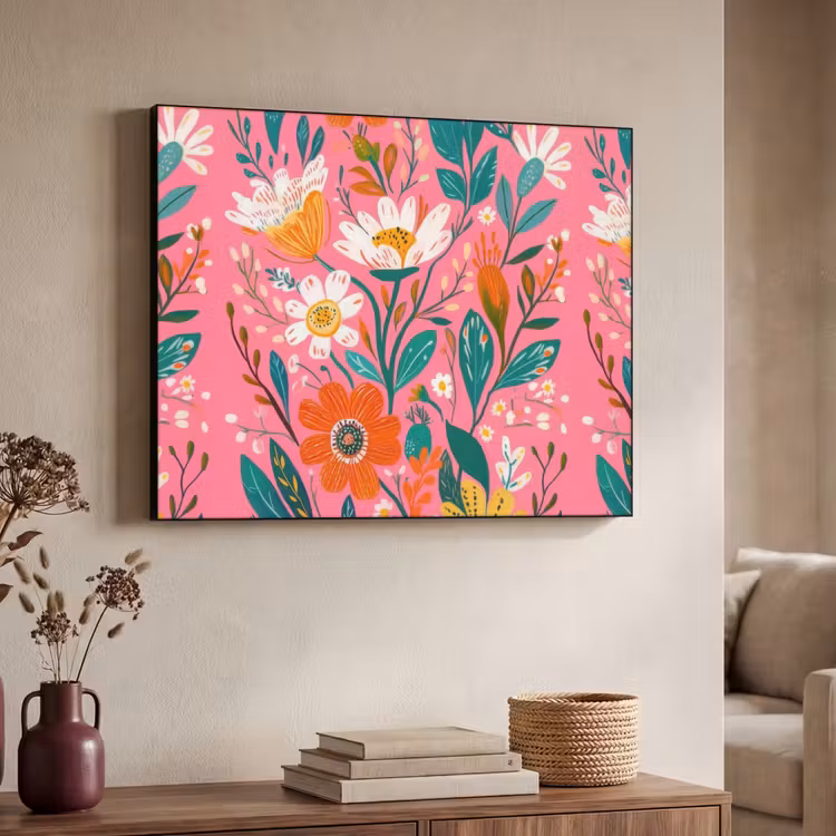 Art Frame - Roze - Bloemen - Wit - Oranje — 4