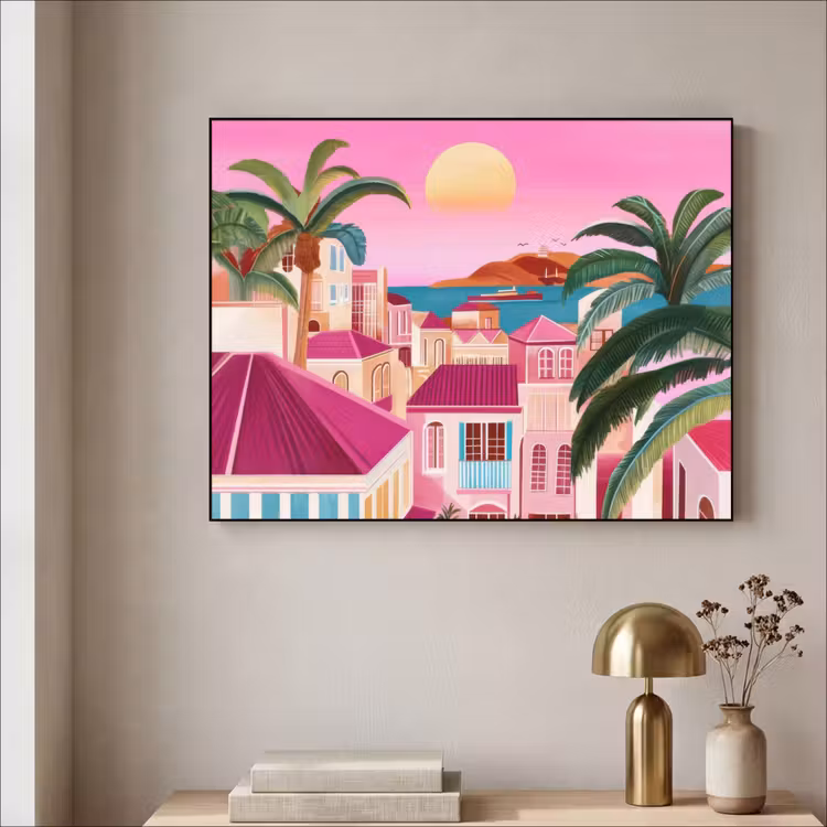 Art Frame - Stad - Roze - Palmbomen — 3