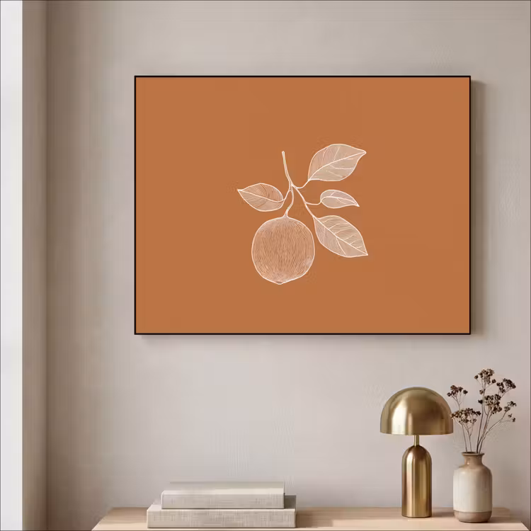 Art Frame - Sinaasappel - Getekend - Bladeren - Bruin — 3