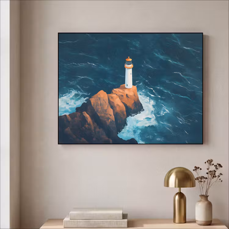 Art Frame - Vuurtoren - Rots - Zee - Golven — 3