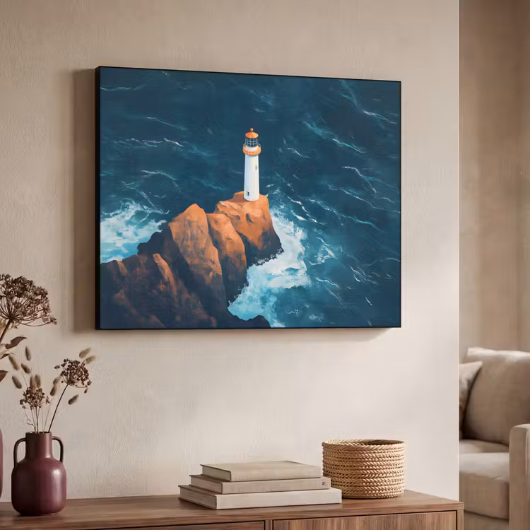 Art Frame - Vuurtoren - Rots - Zee - Golven — 4