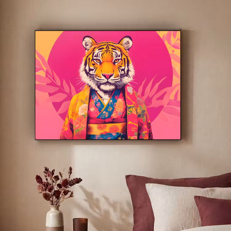 Art Frame - Tijger - Kimono - Planten - Roze — 2