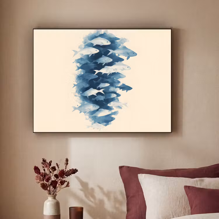 Art Frame - Vissen - Minimalistisch - Blauw — 2