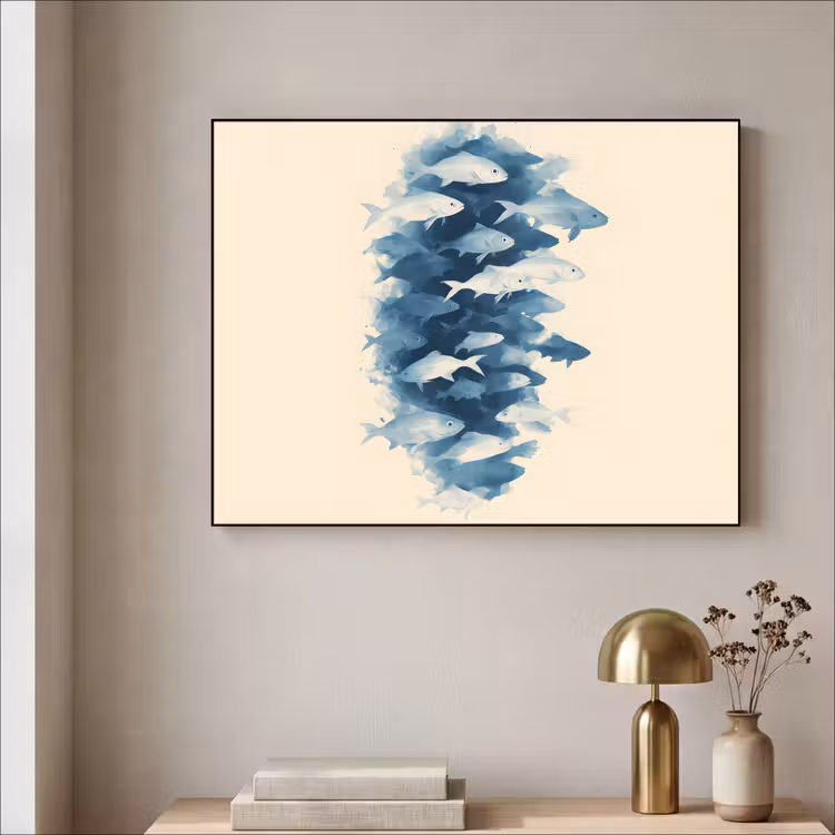 Art Frame - Vissen - Minimalistisch - Blauw — 3