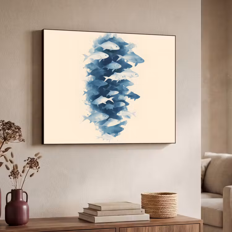 Art Frame - Vissen - Minimalistisch - Blauw — 4