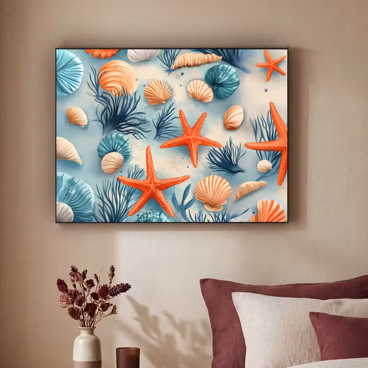 Art Frame - Zeesterren - Schelpen - Illustratie - Zand — 2
