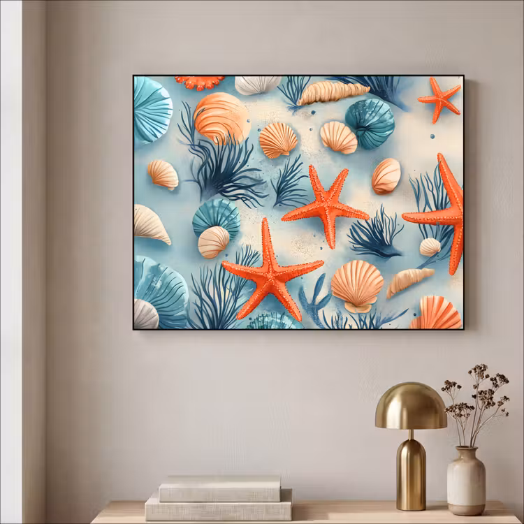 Art Frame - Zeesterren - Schelpen - Illustratie - Zand — 3