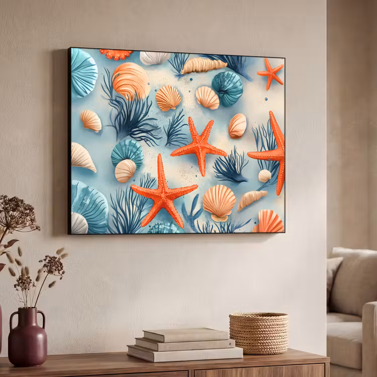Art Frame - Zeesterren - Schelpen - Illustratie - Zand — 4