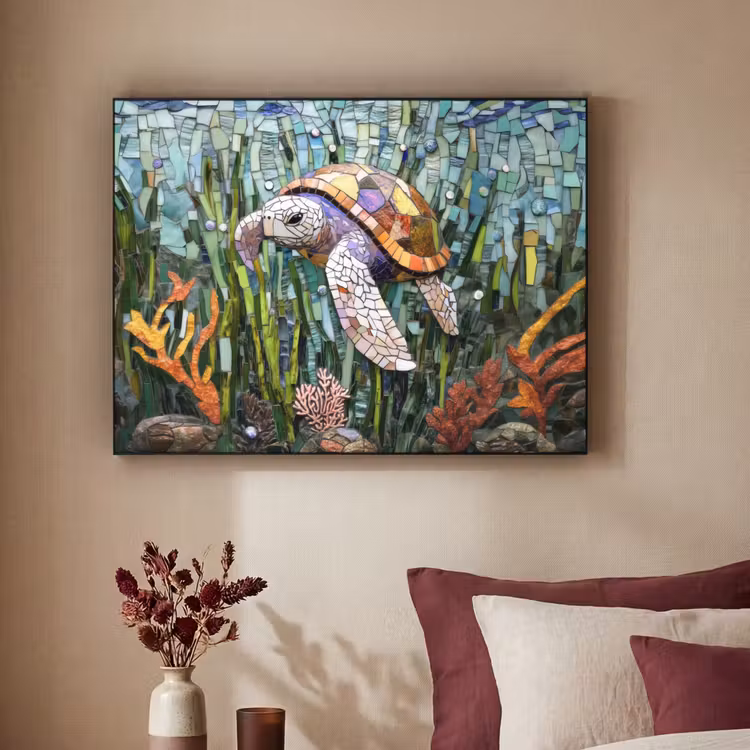Art Frame - Schildpad - Zeewier - Mozaïek — 2