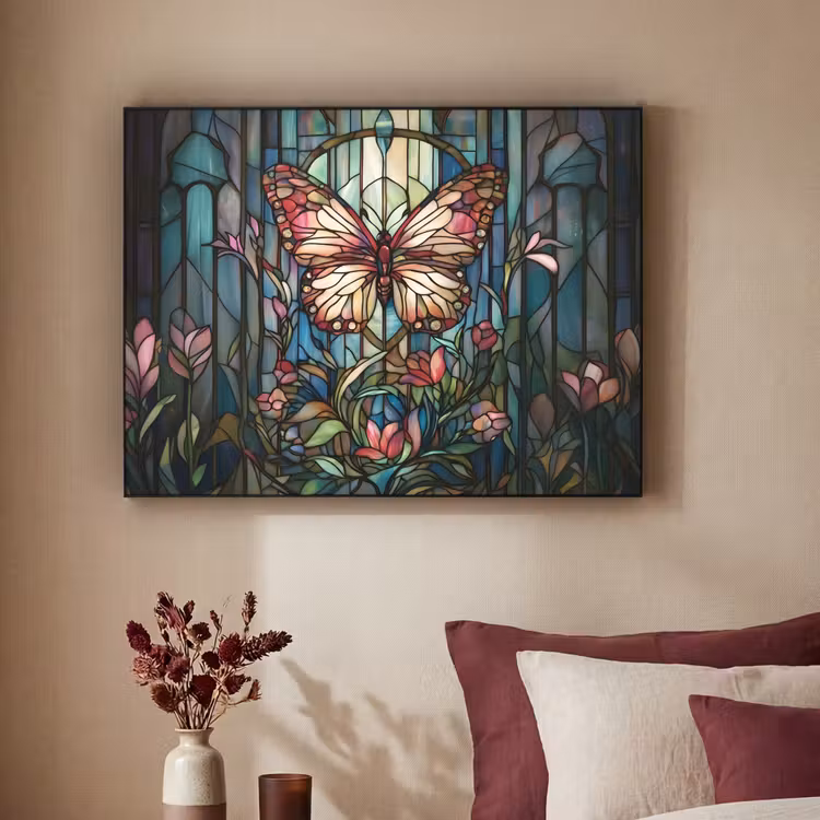 Art Frame - Vlinder - Roze - Bloemen - Bladeren — 2