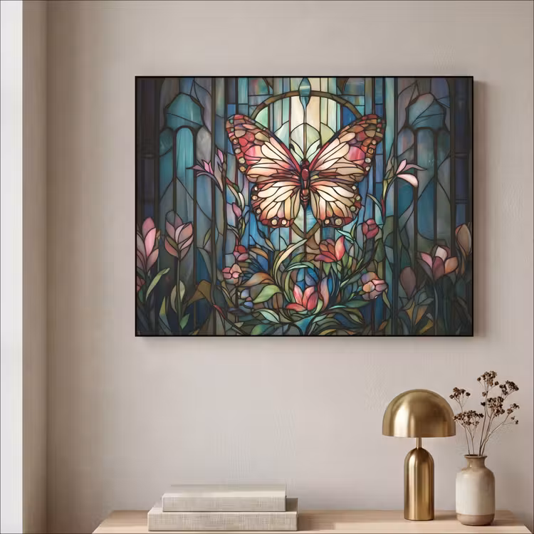 Art Frame - Vlinder - Roze - Bloemen - Bladeren — 3