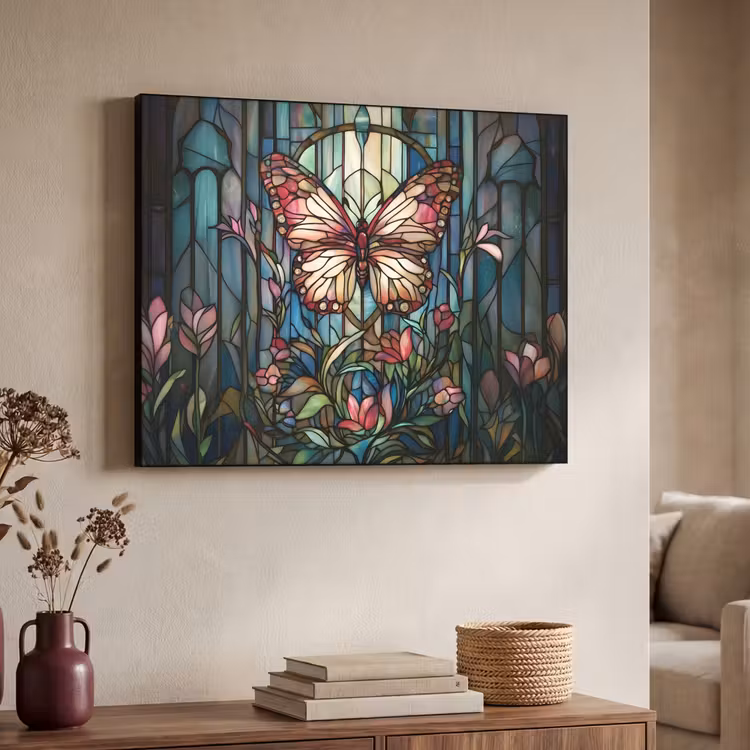 Art Frame - Vlinder - Roze - Bloemen - Bladeren — 4