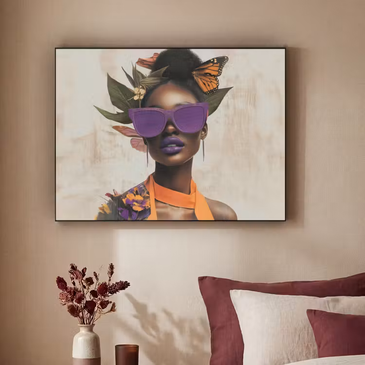 Art Frame - Vrouw - Zonnebril - Vlinder - Bloemen — 2