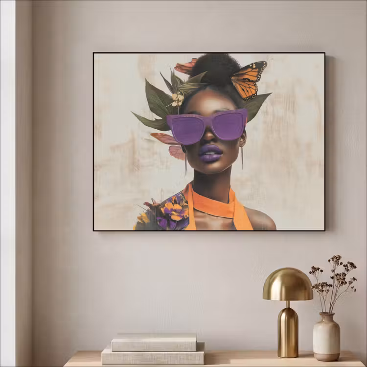 Art Frame - Vrouw - Zonnebril - Vlinder - Bloemen — 3