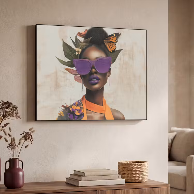 Art Frame - Vrouw - Zonnebril - Vlinder - Bloemen — 4