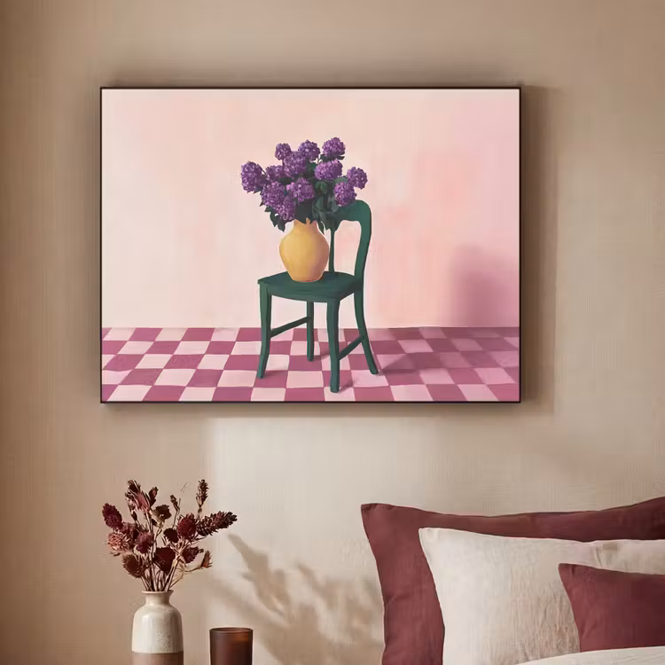 Art Frame - Stoel - Vaas - Bloemen - Geblokt — 2