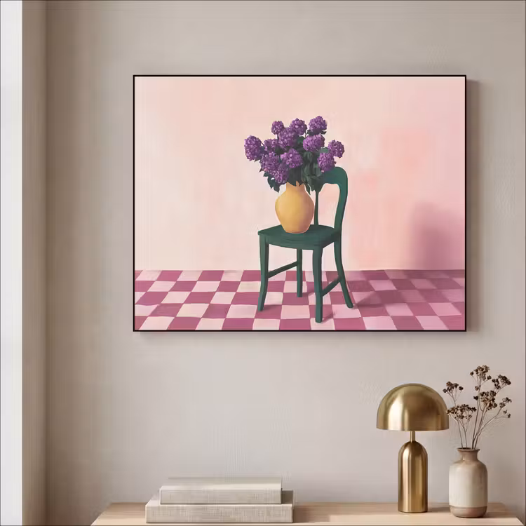Art Frame - Stoel - Vaas - Bloemen - Geblokt — 3