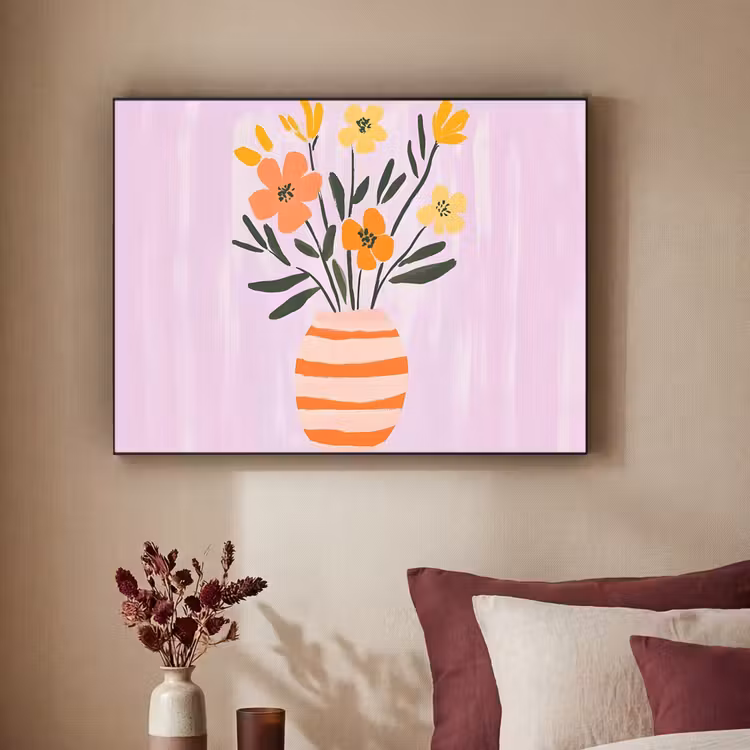 Art Frame - Vaas - Gestreept - Bloemen - Oranje — 2