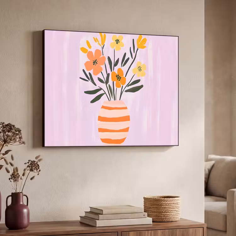 Art Frame - Vaas - Gestreept - Bloemen - Oranje — 4