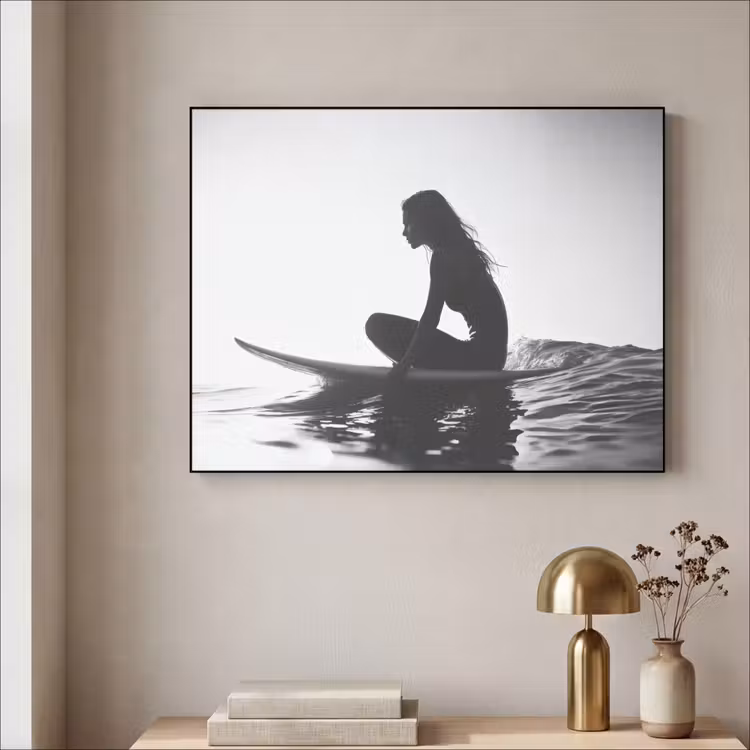 Art Frame - Silhouet - Vrouw - Surfplank - Water — 3
