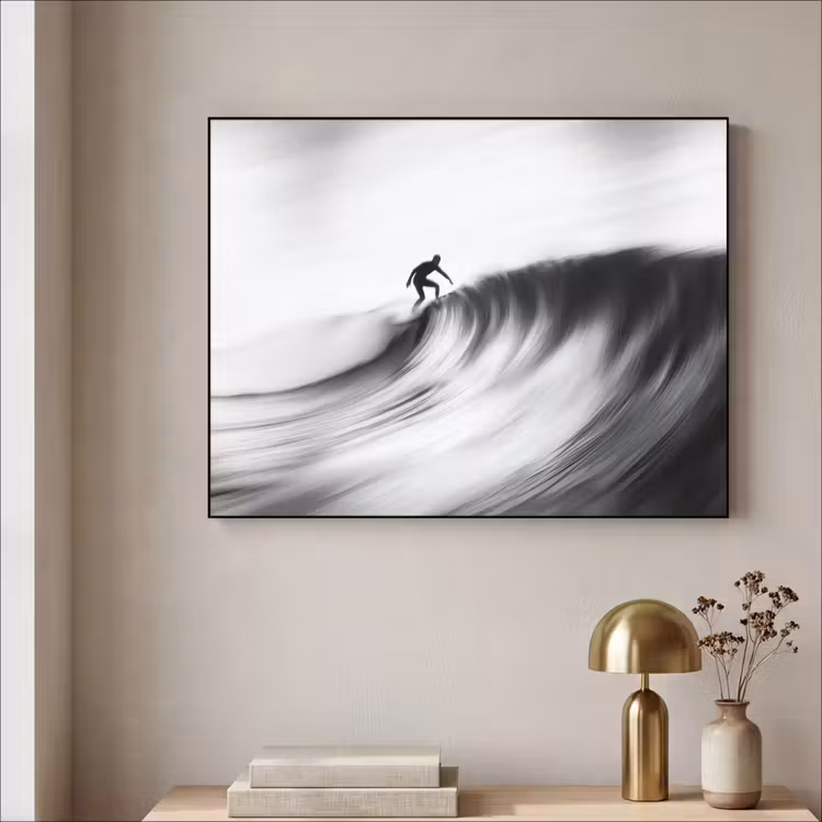 Art Frame - Surfer - Golf - Vervaagd - Zwart — 3