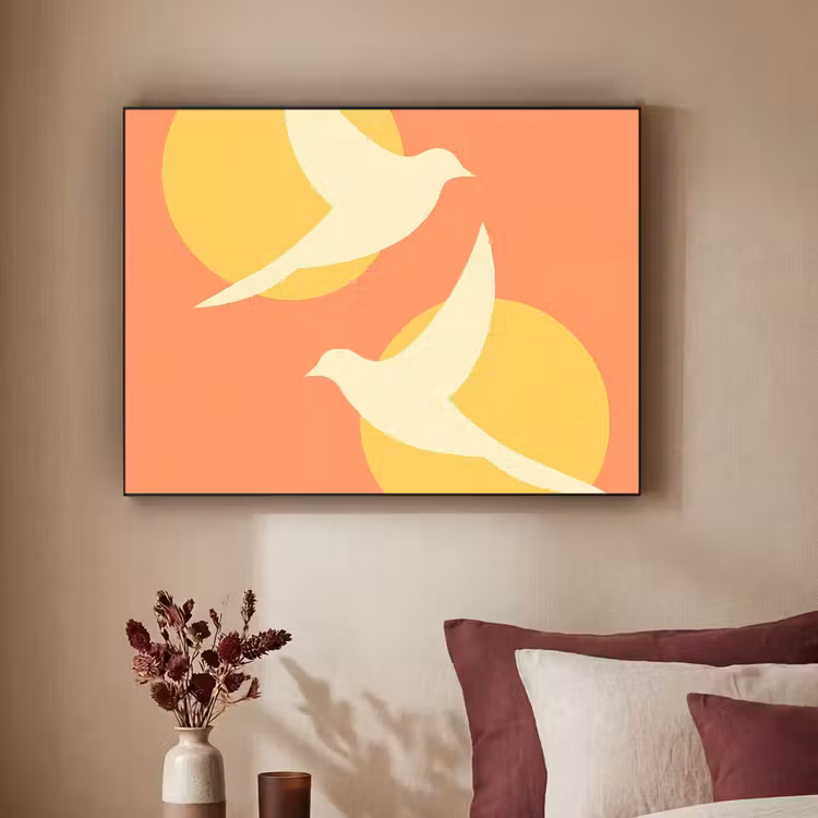 Art Frame - Vogels - Cirkels - Geel — 2