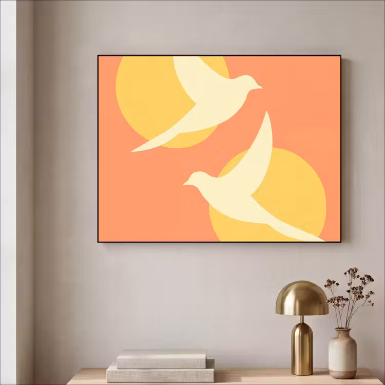 Art Frame - Vogels - Cirkels - Geel — 3