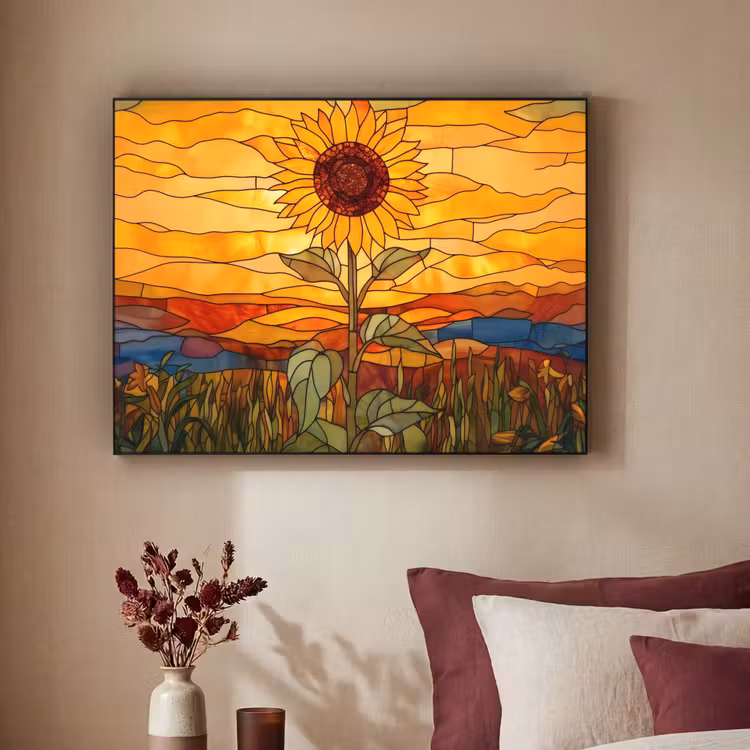 Art Frame - Zonnebloem - Mozaïek - Zonsondergang - Geel — 2