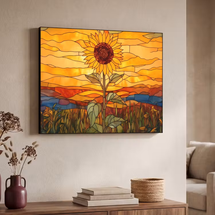 Art Frame - Zonnebloem - Mozaïek - Zonsondergang - Geel — 4