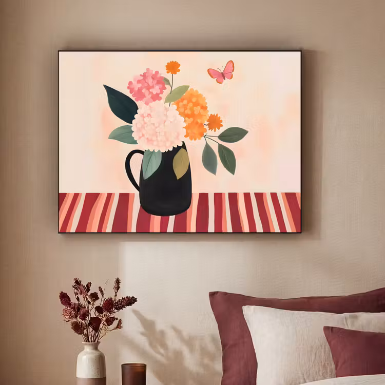 Art Frame - Vaas - Bloemen - Vlinder - Rood — 2