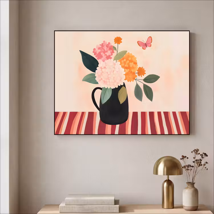 Art Frame - Vaas - Bloemen - Vlinder - Rood — 3