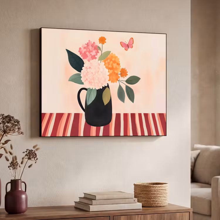 Art Frame - Vaas - Bloemen - Vlinder - Rood — 4