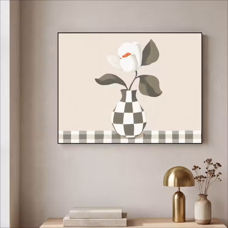 Art Frame - Vaas - Geruit - Groen - Bloem — 3