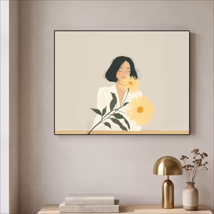 Art Frame - Vrouw - Bloem - Geel - Minimalistisch — 3