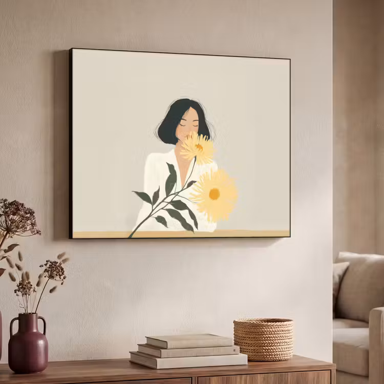 Art Frame - Vrouw - Bloem - Geel - Minimalistisch — 4