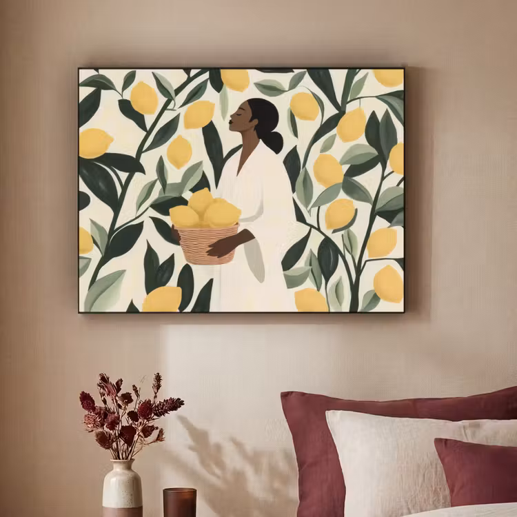Art Frame - Vrouw - Mand - Citroenen - Bladeren — 2