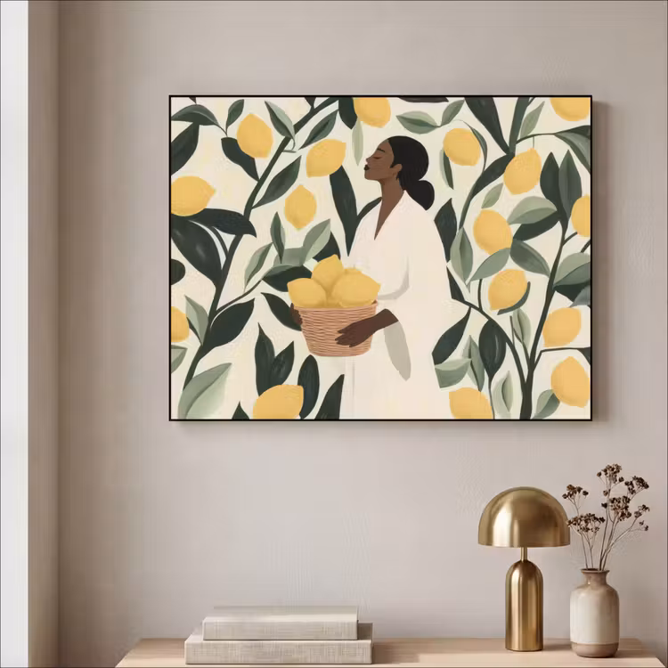 Art Frame - Vrouw - Mand - Citroenen - Bladeren — 3