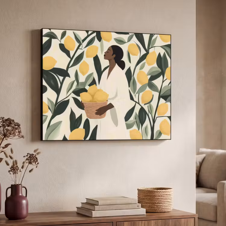 Art Frame - Vrouw - Mand - Citroenen - Bladeren — 4