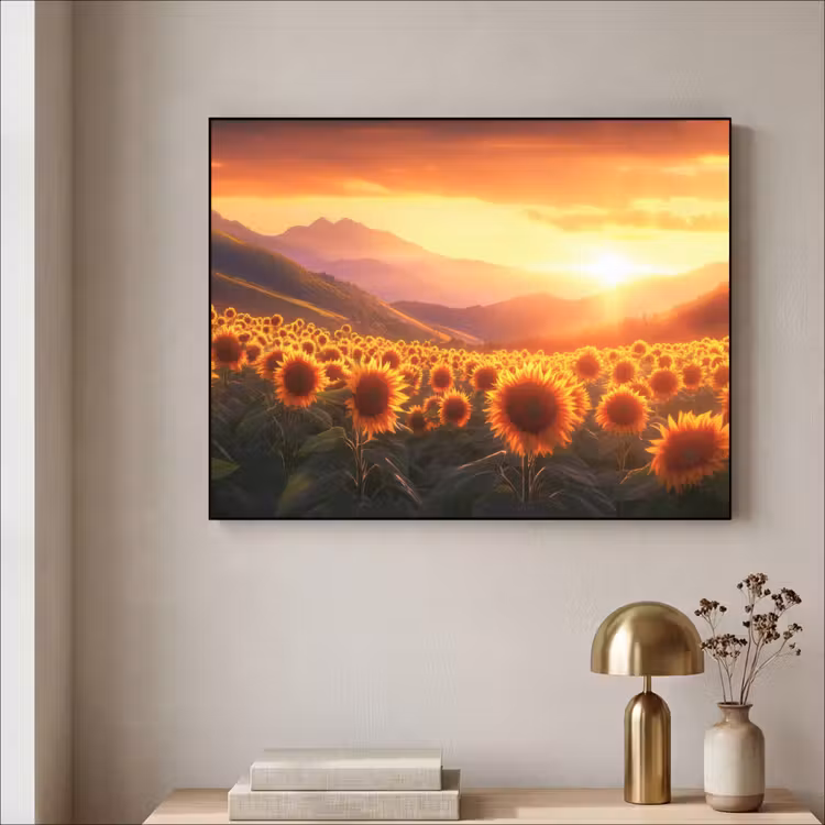 Art Frame - Zonnebloemen - Zonsondergang - Landschap — 3