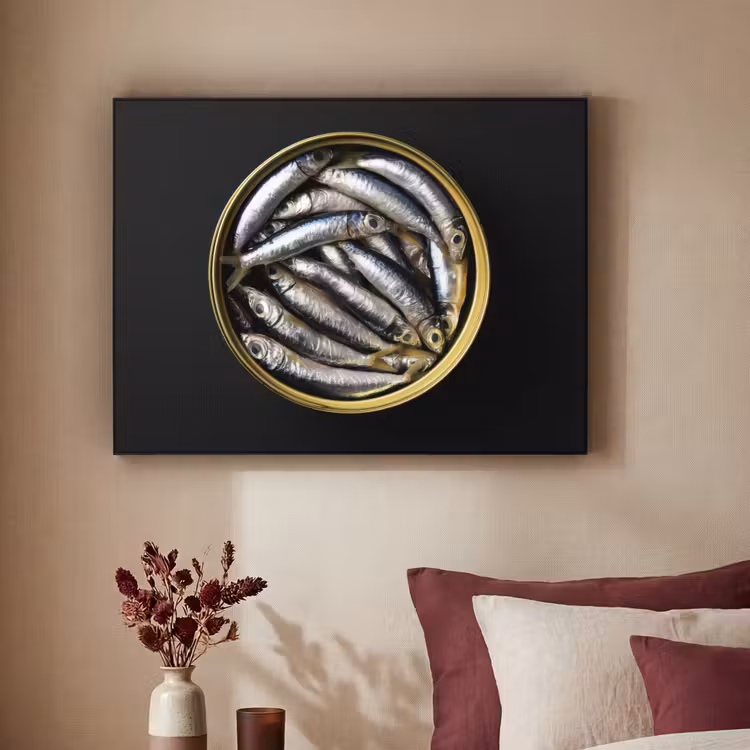 Art Frame - Sardines - Vissen - Rond - Zwart — 2