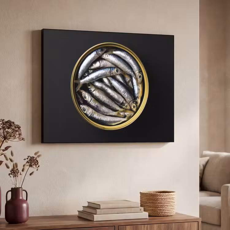 Art Frame - Sardines - Vissen - Rond - Zwart — 4