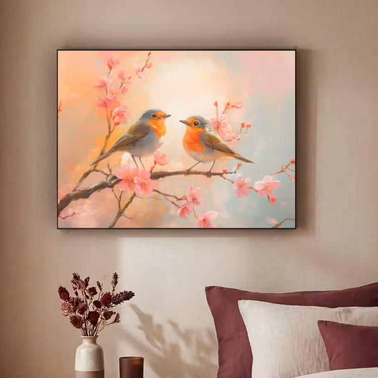 Art Frame - Roodborstjes - Sierlijk - Bloesemtak — 2