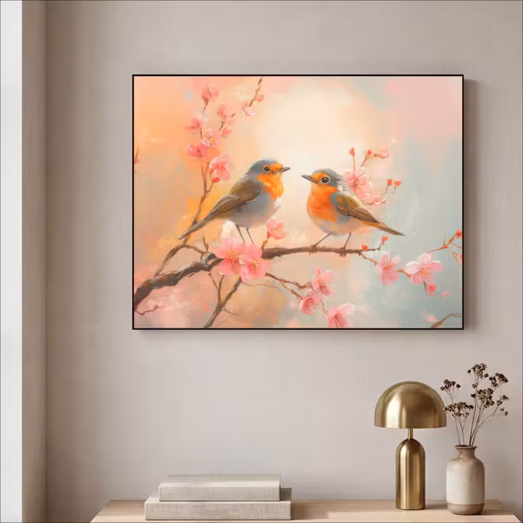 Art Frame - Roodborstjes - Sierlijk - Bloesemtak — 3